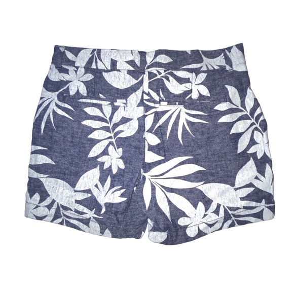 Old Navy Linen Blend Everyday Tropical Chambray Blue Leaf Shorts - Women’s 8 - Picture 11 of 12